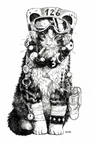 Ilustração detalhada em preto e branco