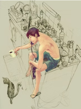 Estudo de personagem em ambiente
